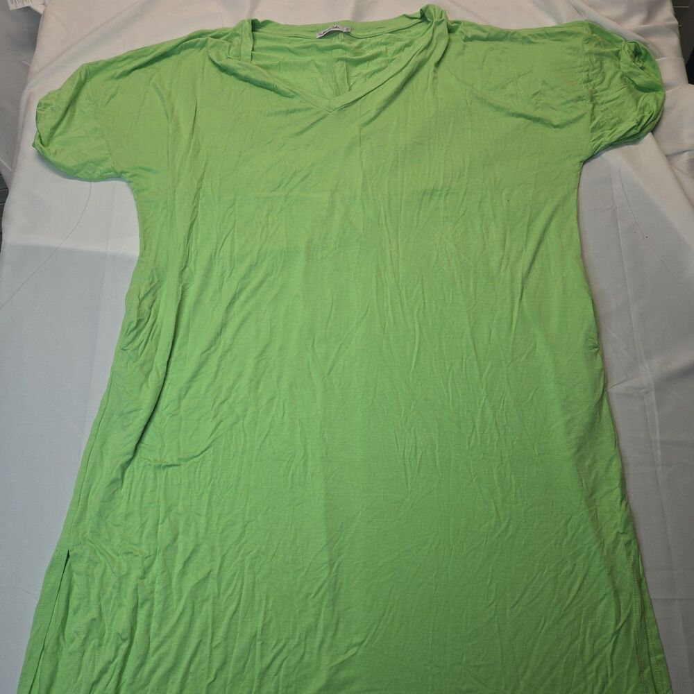 Culture Code Womens Maxi T-shirt Dress 3X Lime Green Short Sleeve Y2K Plus Size
